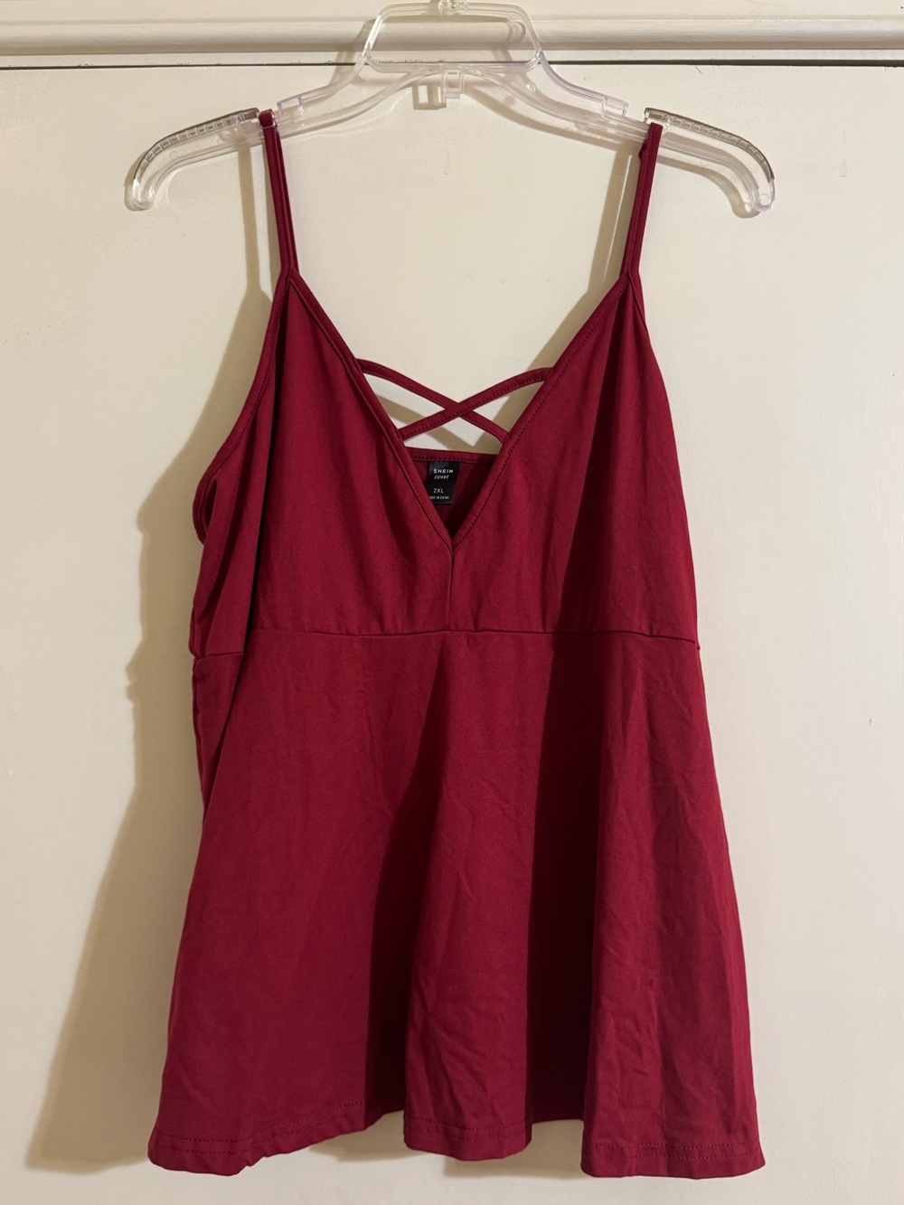 SHEIN Burgundy Crisscross V-Neck Camisole